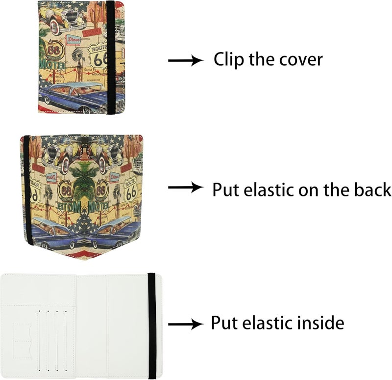bassyil Passport Holder for Women and Men PU Leather Passport Cover for Travel (American Vintage Route 66) - Image 4